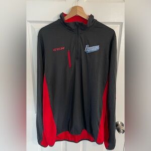 Des Moines Buccaneers CCM Men's Quarter Zip USHL Hockey- XL Grey/Red